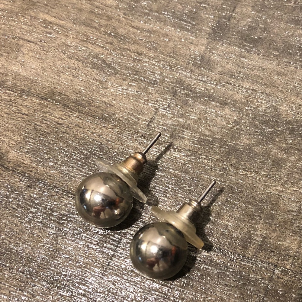 Silver post ball earrings